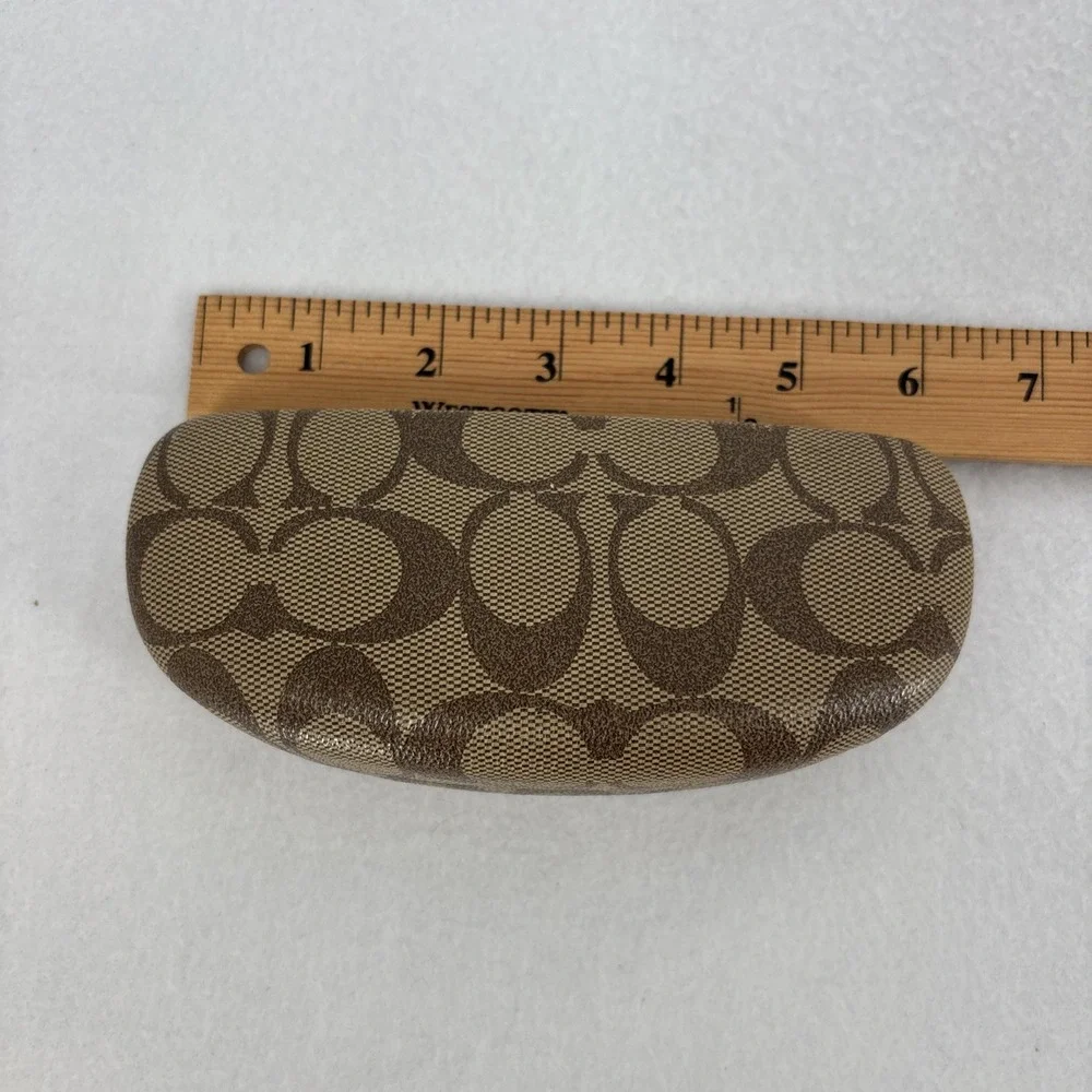 COACH Signature Monogram Brown Hard Clamshell Sunglasses Eye Glass Case